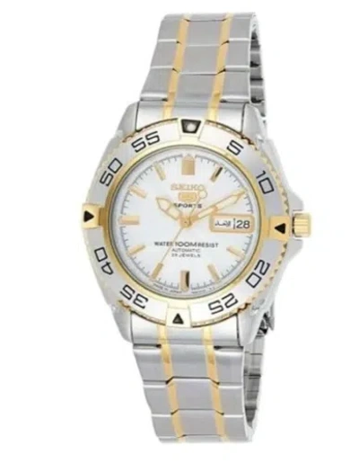 Pre-owned Seiko 5 Snzb24j1 Automatic Stainless Steel Two Tone White Dial Men's Watch