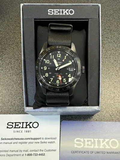 Pre-owned Seiko 5 Sport's Field Gmt Automatic Ssk025 Leather Strap Watch Made In Japan