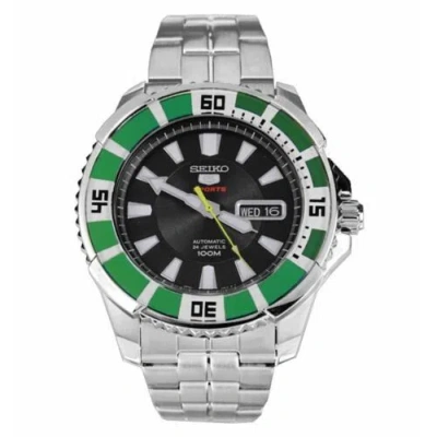 Pre-owned Seiko 5 Sport Srp205k1 Automatic 4r36 Black Dial Green Men Watch