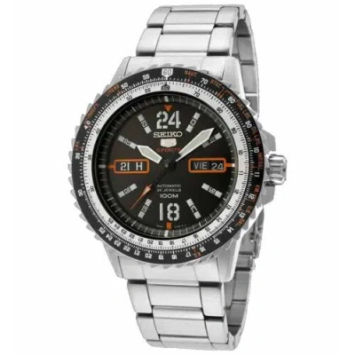 Pre-owned Seiko 5 Sport Srp347k1 Black Dial Automatic Pilot Flightmaster Men Black Watch