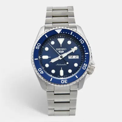 Pre-owned Seiko 5 Sport Srpd51k1 Blue Dial Stainless Steel Men's Wristwatch 42 Mm