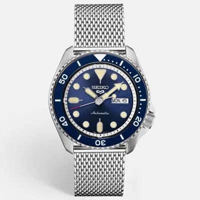 Pre-owned Seiko 5 Sport Srpd51k1 Blue Dial Stainless Steel Men's Wristwatch 42.50 Mm