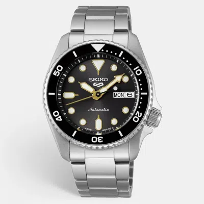 Pre-owned Seiko 5 Sport Srpd57k1 Black Stainless Steel Men's Wristwatch 42 Mm