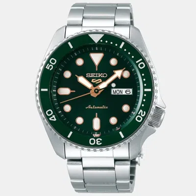 Pre-owned Seiko 5 Sport Srpd63k1 Green Dial Stainless Steel Men's Wristwatch 42.50mm