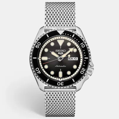 Pre-owned Seiko 5 Sport Srpd73k1 Black Stainless Steel Men's Wristwatch 42.50mm