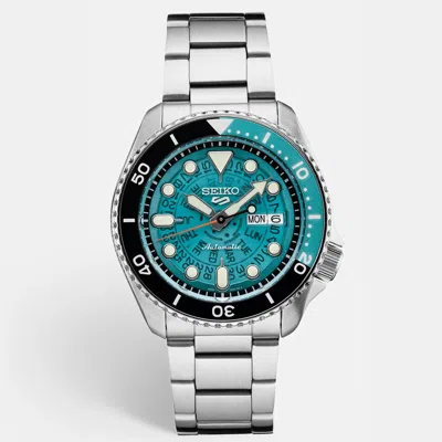 Pre-owned Seiko 5 Sport Srpj45k1 Teal Dial Stainless Steel Men's Wristwatch 42.50mm In Blue