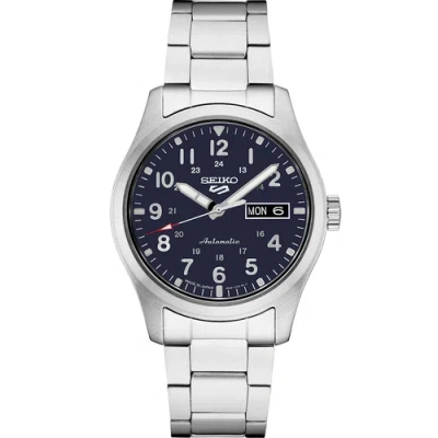 Pre-owned Seiko 5 Sports 24-jewel Automatic Blue Dial Ss Bracelet Srpg29 Men's Watch