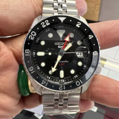 Pre-owned Seiko 5 Sports 42.5 Mm Gmt Automatic Black Dial Watch Ssk001k1( Good Luck)??