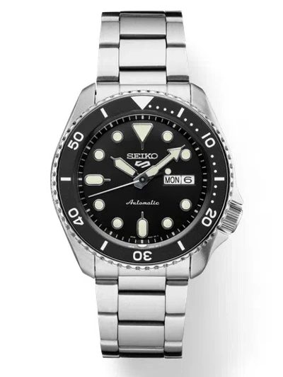 Pre-owned Seiko 5 Sports Automatic 42.5mm Black Dial Stainless Steel Watch Srpd55
