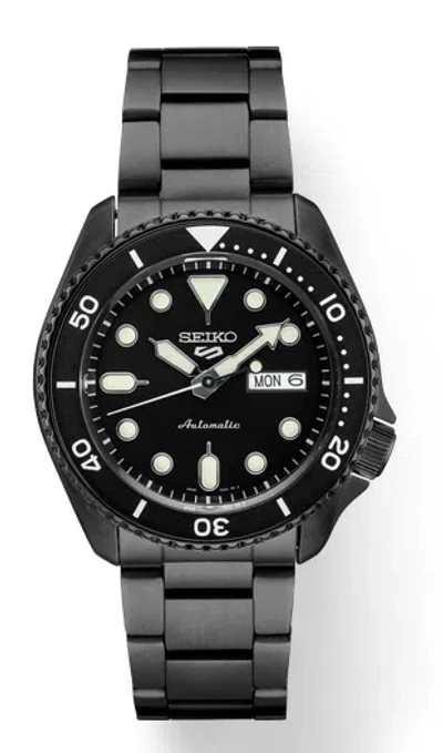 Pre-owned Seiko 5 Sports Automatic 42.5mm Black Dial Stainless Steel Watch Srpd65