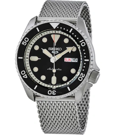 Pre-owned Seiko 5 Sports Automatic Black Dial Round Men's Watch Srpd73k1