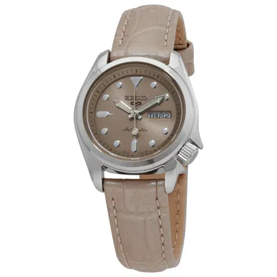 Seiko 5 Sports Automatic Brown Dial Ladies Watch Sre005k1 In Brown/silver Tone