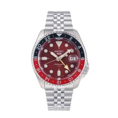 Pre-owned Seiko 5 Sports Automatic Gmt Limited Edition 1000pcs Passion Red Watch Ssk031k1