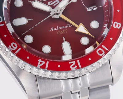 Pre-owned Seiko 5 Sports Automatic Gmt Passion Red Limited Edition 1000pcs Watch Ssk031k1
