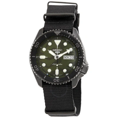 Seiko 5 Sports Automatic Green Dial Men's Watch Srpj37 In Black
