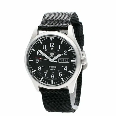 Pre-owned Seiko 5 Sports Automatic Japan Black Nylon Strap Watch Snzg15j1 Men's Us4