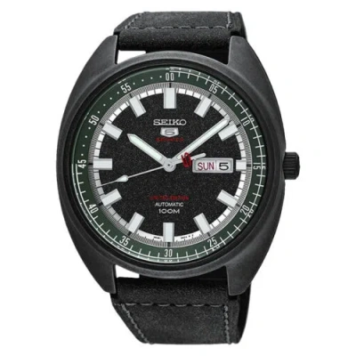Pre-owned Seiko 5 Sports Automatic Limited Edition Black Leather Strap Watch Srpb73k1
