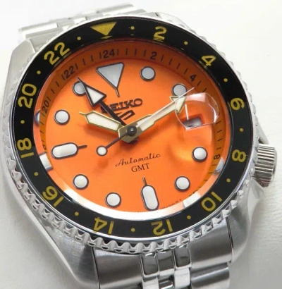 Pre-owned Seiko 5 Sports Automatic Men's Orange Dial Gmt Sports Watch Ssk005