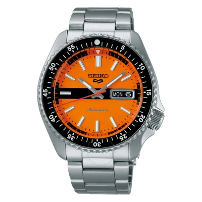 Seiko 5 Sports Automatic Orange Dial Men's Watch Srpk11 In Black
