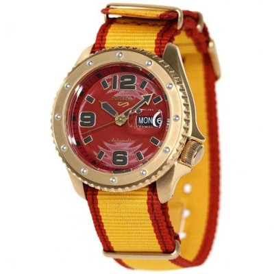 Seiko 5 Sports Automatic Red Dial Men's Watch Srpf24 In Gold