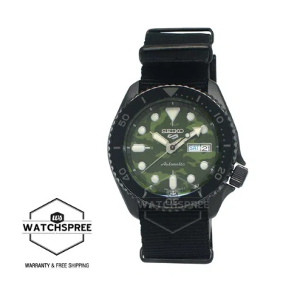 Pre-owned Seiko 5 Sports Automatic Skx Street Style Black Nylon Strap Watch Srpj37k1
