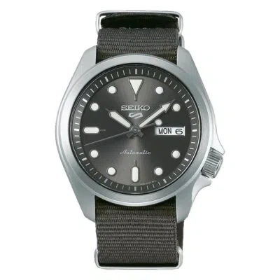 Pre-owned Seiko 5 Sports Automatic Sunray Gray Dial Nylon Band Watch Srpe61k1