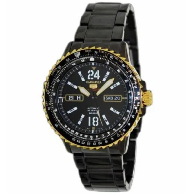 Pre-owned Seiko 5 Sports Aviator Srp356k1 24 Jewels Gold Automatic Men Day Date Srp356