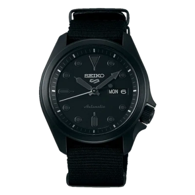 Pre-owned Seiko 5 Sports Black Dial Black Nylon Strap Men's Watch Srpe69k1 Us4