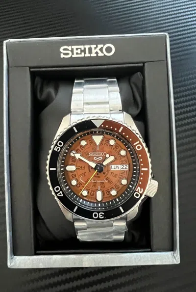 Pre-owned Seiko 5 Sports Collection Time Sonar Translucent Orange Auto Japan Srpj47-new