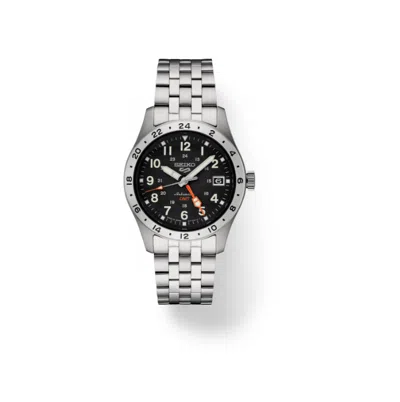 Pre-owned Seiko 5 Sports Field Gmt Black Dial Stainless Steel Bracelet Watch Ssk023k1
