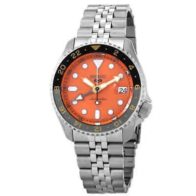 Pre-owned Seiko 5 Sports Gmt Automatic Orange Dial Men's Watch Ssk005k1