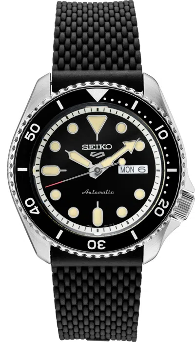 Pre-owned Seiko 5 Sports Men's 42.5mm Automatic Watch - Black Dial - Silicon Band