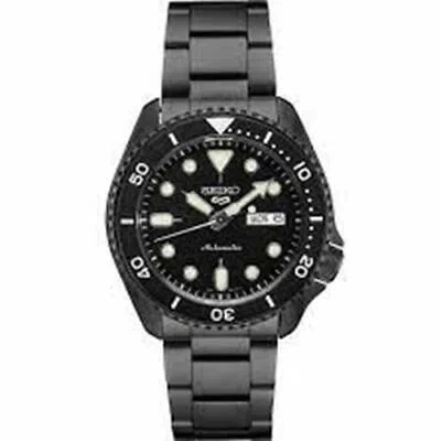 Pre-owned Seiko 5 Sports Men's 42.5mm Black Dial Analog Gunmetal Wrist Watch Srpd65