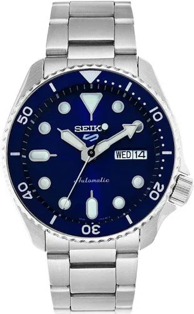 Pre-owned Seiko 5 Sports Men's 42.5mm Blue Dial Analog Silver Tone Wrist Watch Srpd51