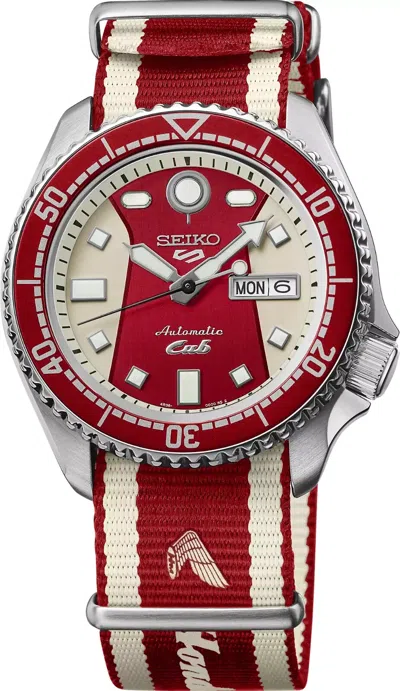 Pre-owned Seiko 5 Sports Men's Honda Super Cub Limited Edition Automatic Red Watch Srpl23