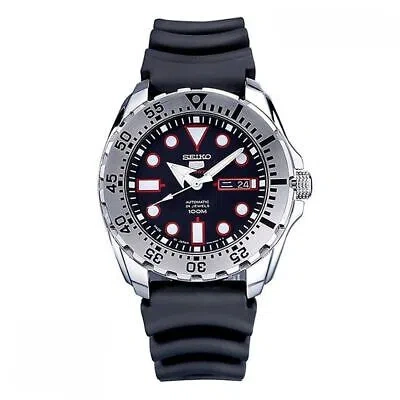 Pre-owned Seiko 5 Sports Men's Srp601j1 Analog Watch Stainless Steel Red & Black 40mm