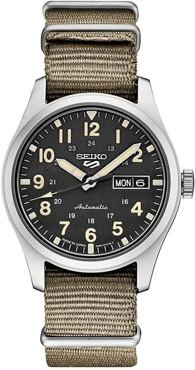 Pre-owned Seiko 5 Sports Men's Watch Nylon Strap Black Dial Srpg35j1 (fedex 2 Day)