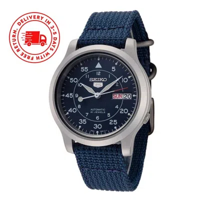 Pre-owned Seiko 5 Sports Military Automatic Blue Dial Band Snk807k2 Men's Watch Case 37 Mm