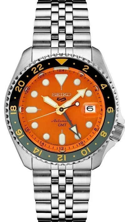 Pre-owned Seiko 5 Sports Orange Men's Watch - Ssk005 Automatic Gmt 100 M