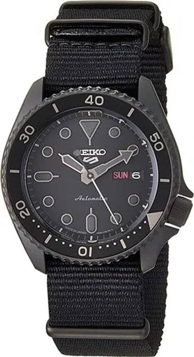 Pre-owned Seiko 5 Sports Sbsa025 Automatic Mechanical Total Black Diver Watch Men Japan