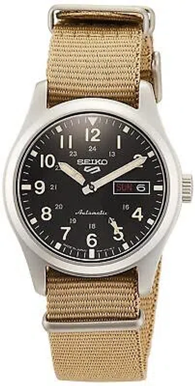 Pre-owned Seiko 5 Sports Sbsa117 Mechanical Automatic Men's Watch Day/date Nylon Beige