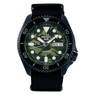 Pre-owned Seiko 5 Sports Sbsa173 Mechanical Automatic Watch Camouflage Dial Nylon Band