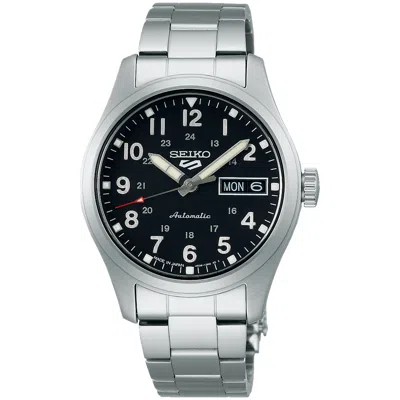 Pre-owned Seiko 5 Sports Sbsa197 Mechanical Automatic Watch Silver Black Dial 36.4mm