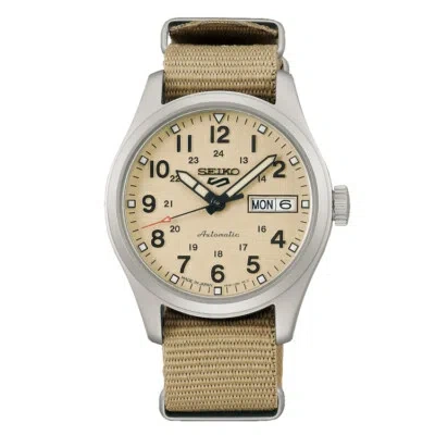 Pre-owned Seiko 5 Sports Sbsa199 Beige Suit Style Mechanical Men's Watch In Box