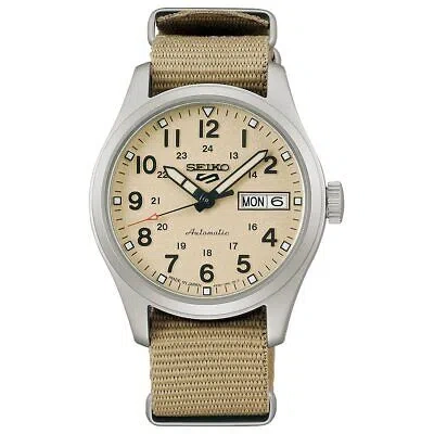 Pre-owned Seiko 5 Sports Sbsa199 Beige Suit Style Mechanical Men's Watch With Box