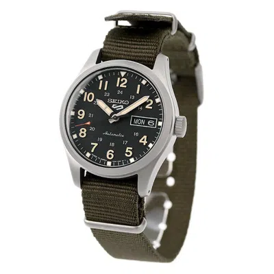 Pre-owned Seiko 5 Sports Sbsa201 Suit Style Automatic Watch Mens Analog Black Khaki Black