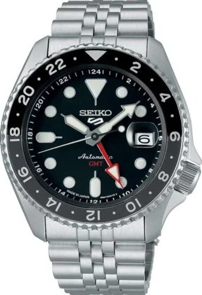 Pre-owned Seiko 5 Sports Sbsc001 Black Gmt Skx Sports Style Men Watch Box