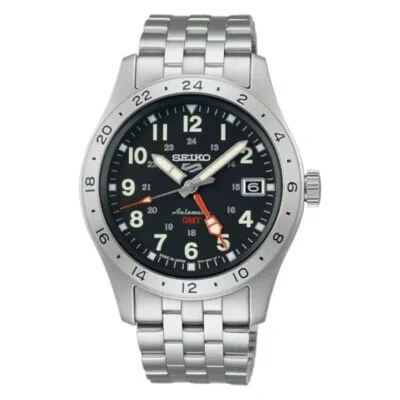 Pre-owned Seiko 5 Sports Sbsc011 Field Gmt Auto Black Watch - Stainless Steel Water-resist