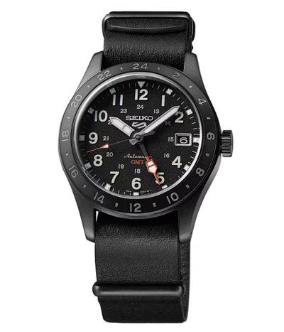 Pre-owned Seiko 5 Sports Sbsc013 Field Sports Gmt Mechanical Automatic Watch Black 2024