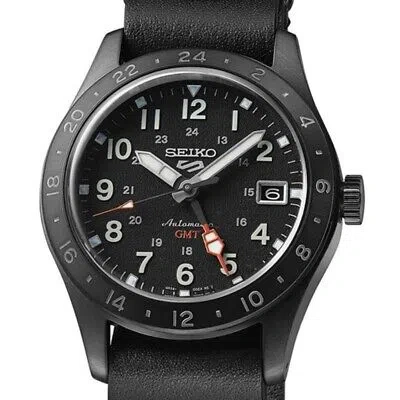 Pre-owned Seiko 5 Sports Sbsc013 Gmt Men's Watch Black Field Style Japan Fast Ship